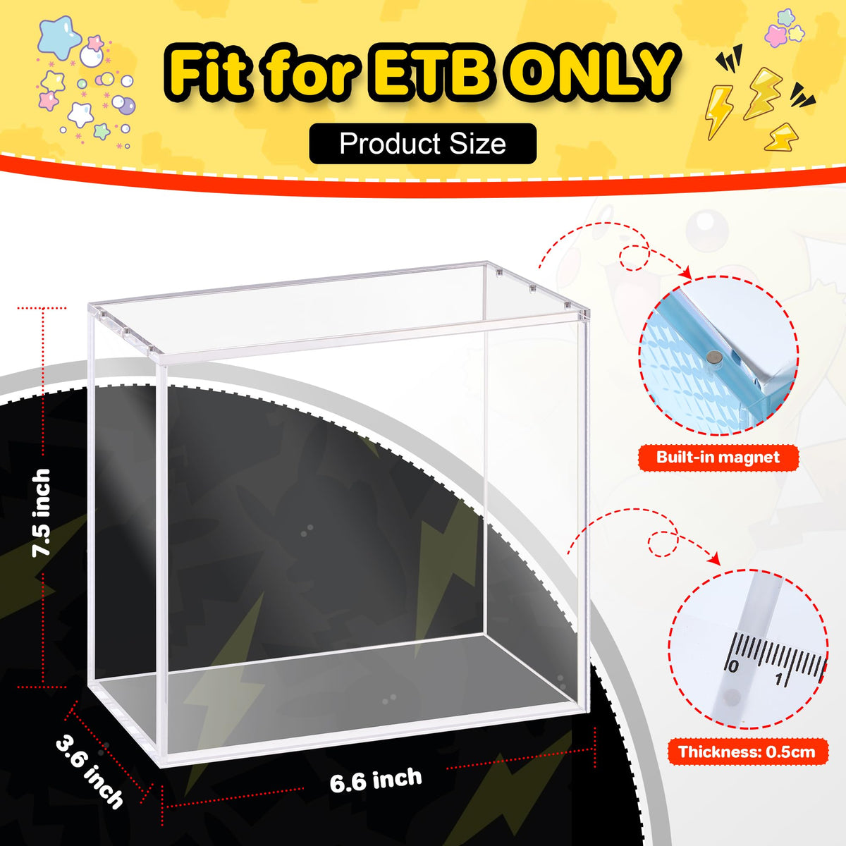 2 PCS 5mm Clear Acrylic Display Case G76244