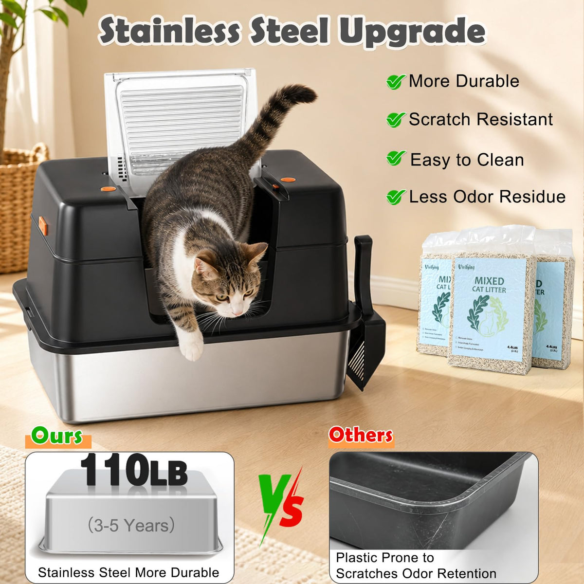 XL Stainless Steel Cat Litter Box I49640