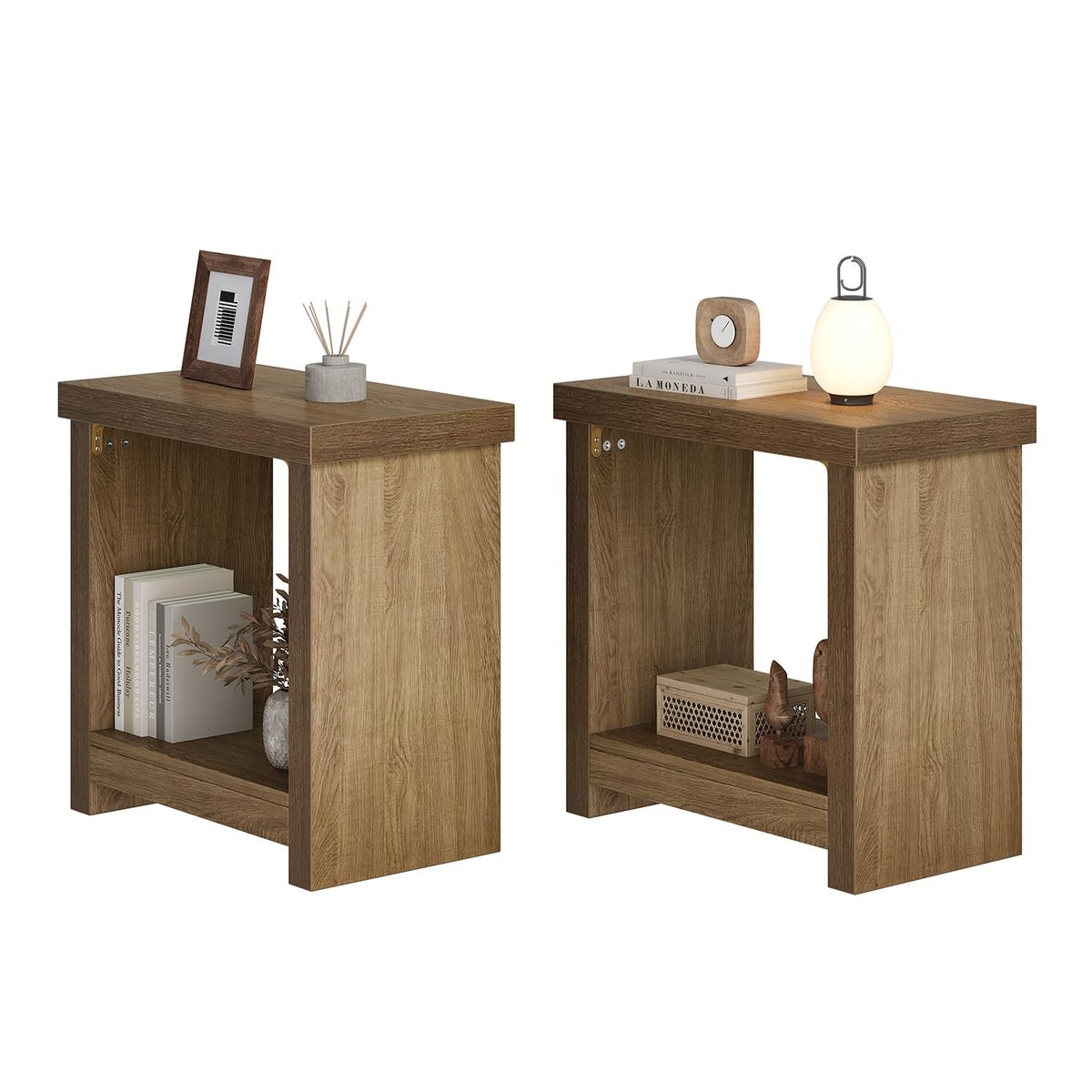 Brown Set of 2 End Tables with Storage Shelves H525