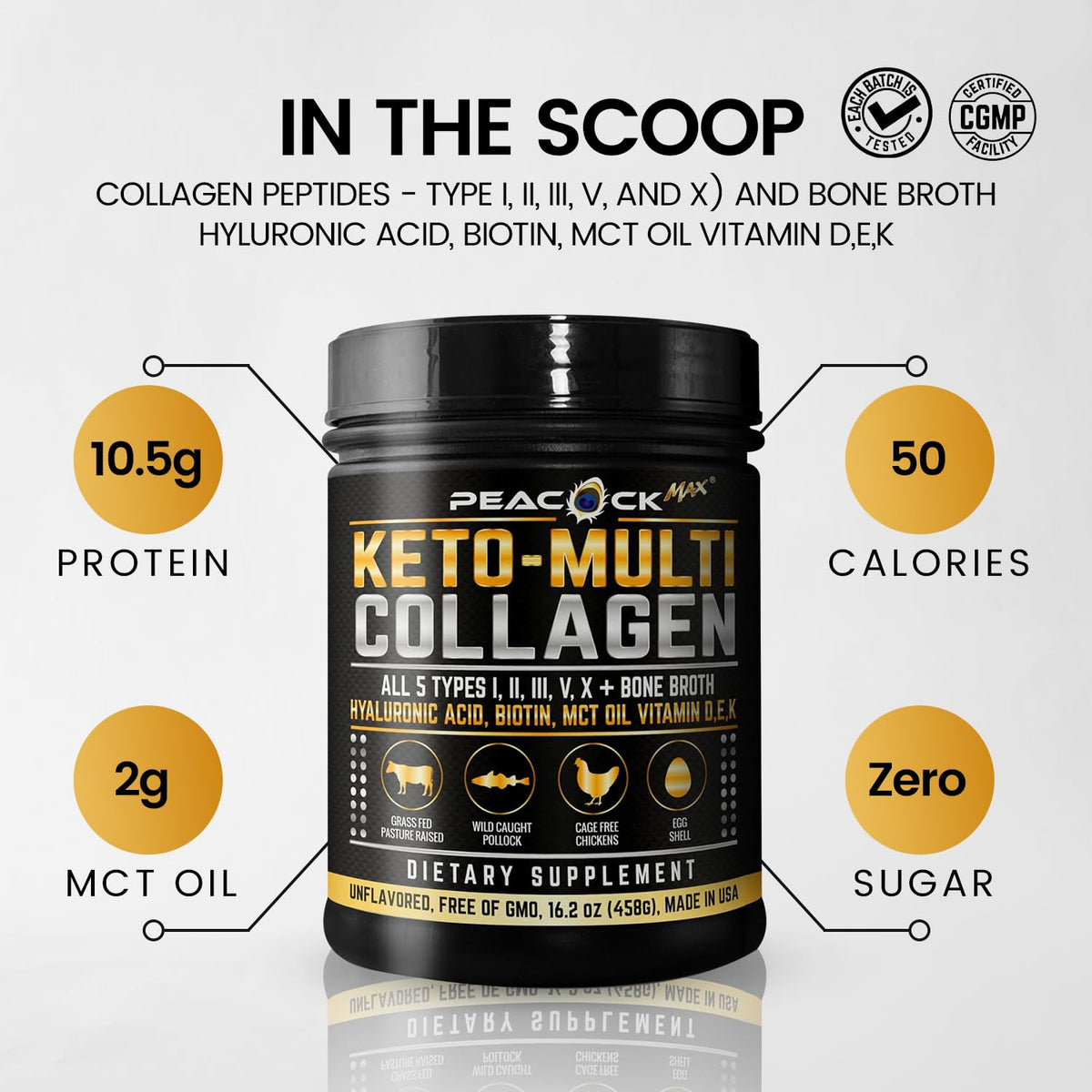 Multi Collagen Protein Powder 16.2 oz Pack of 6 Unflavored L2347