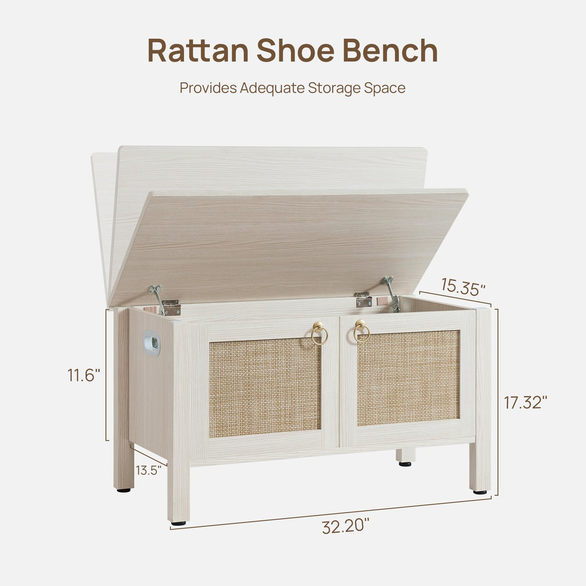 Rattan Storage Bench with 2 Safety Hinges B40220