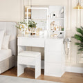 White Vanity Desk with Mirror and LED Light G988470
