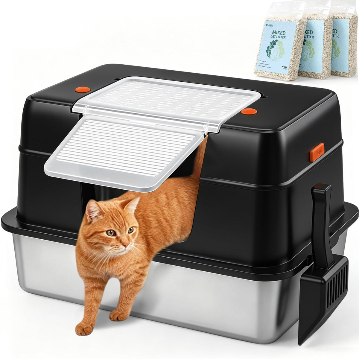 XL Stainless Steel Cat Litter Box I49640