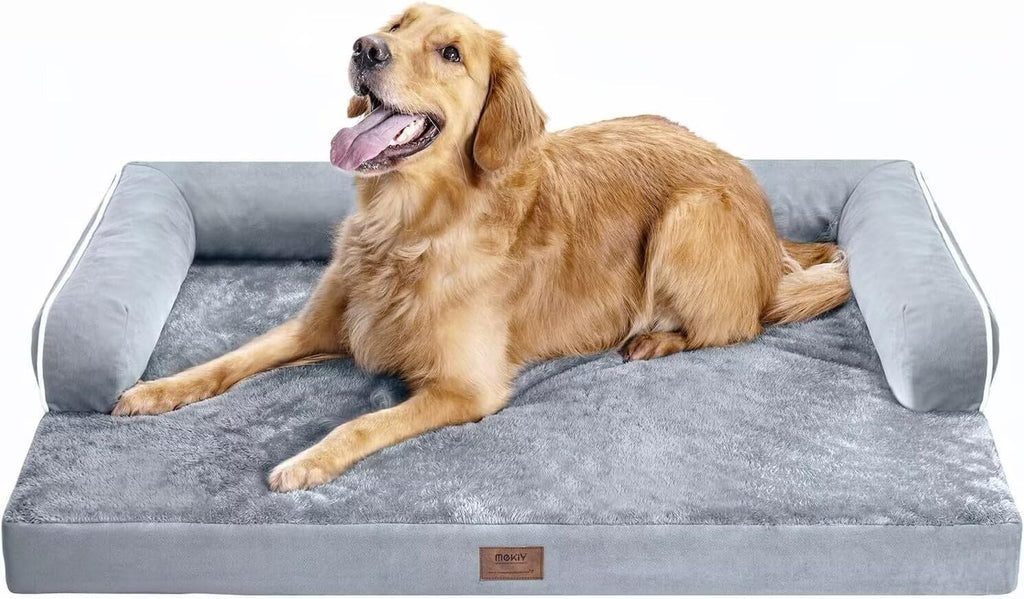 Washable Orthopedic Dog Bed with Bolster J350894