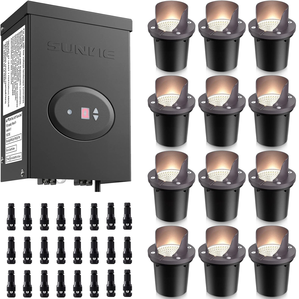 12 Pack Warm White Waterproof Low Voltage Landscape Lights Q3204
