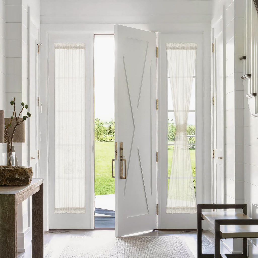 Natural Linen French Door Curtains 25x72 Inch Rod Pocket 2 Panels W819009