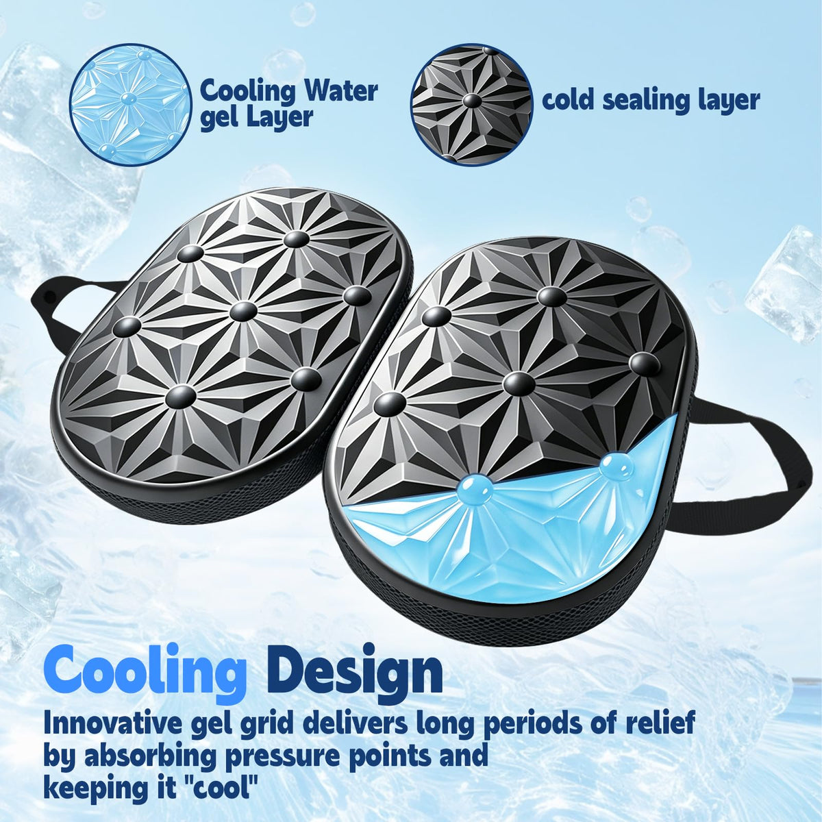 Foldable Cooling Gel Memory Foam Seat Cushion Q810498