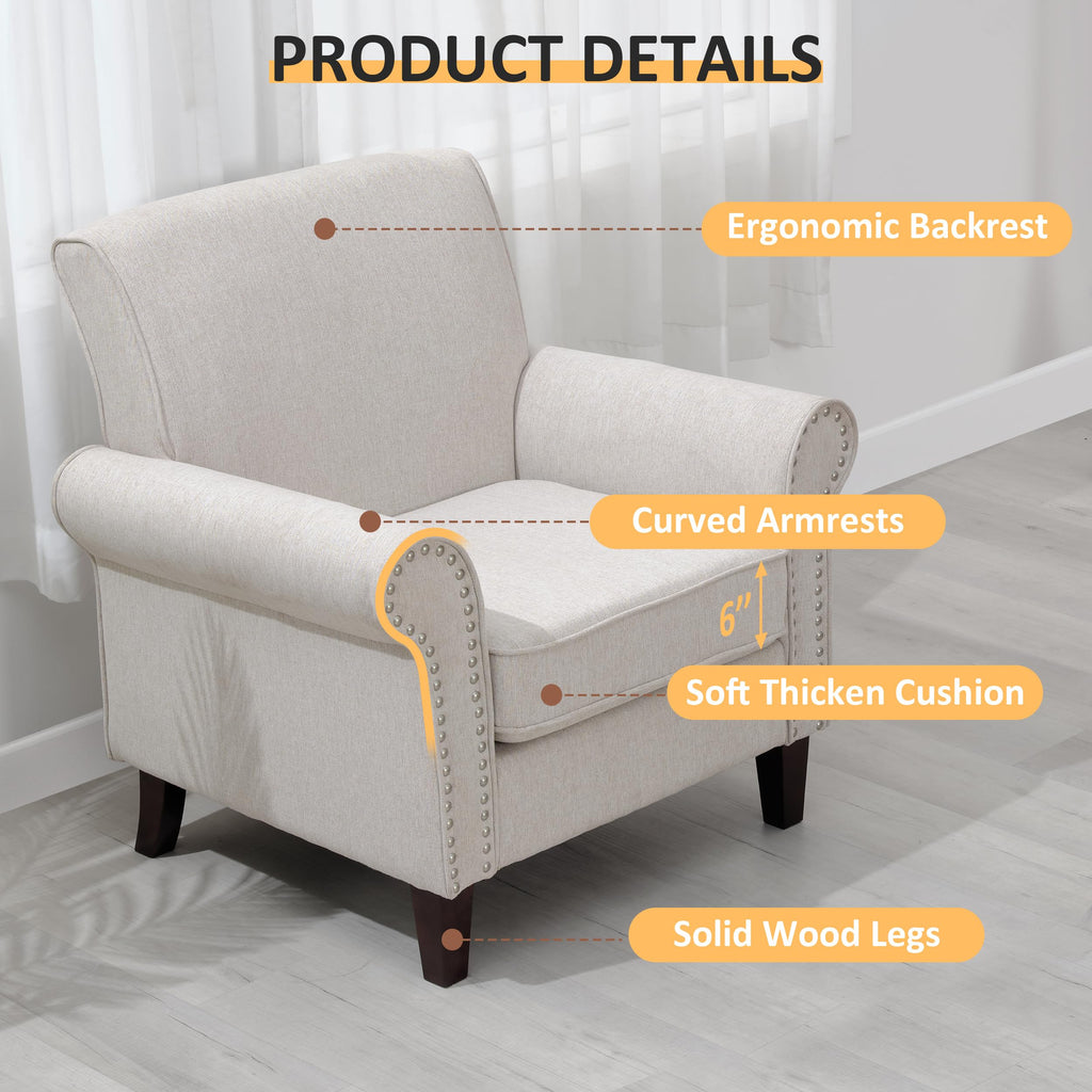 Beige Mid-Century Modern Accent Chairs Set of 2 B61963