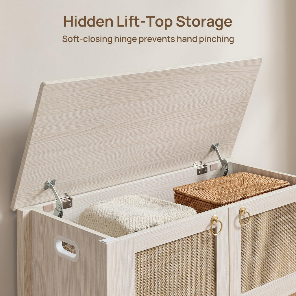 Rattan Storage Bench with 2 Safety Hinges B40220