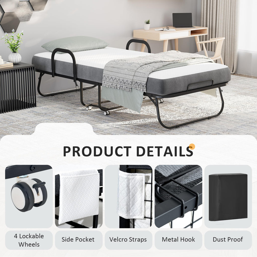 Twin Size Folding Bed with Memory Foam Mattress N422