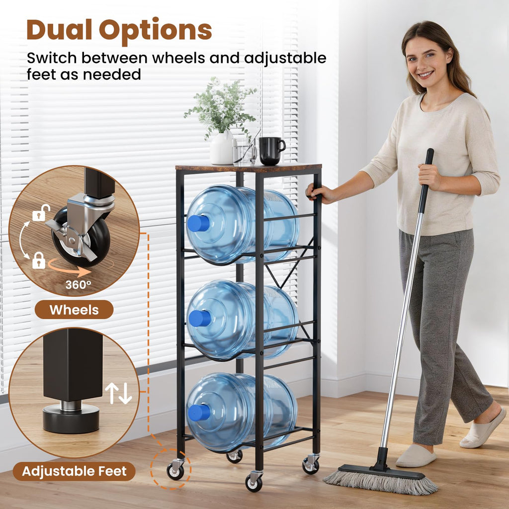 5 Gallon Water Jug Holder with Storage Shelves 3 Tier Y999