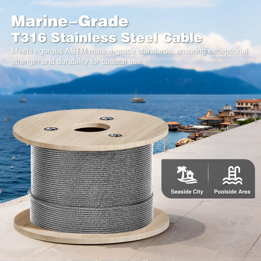 1000FT 1/8" T316 Stainless Steel Cable with Cutter H1045