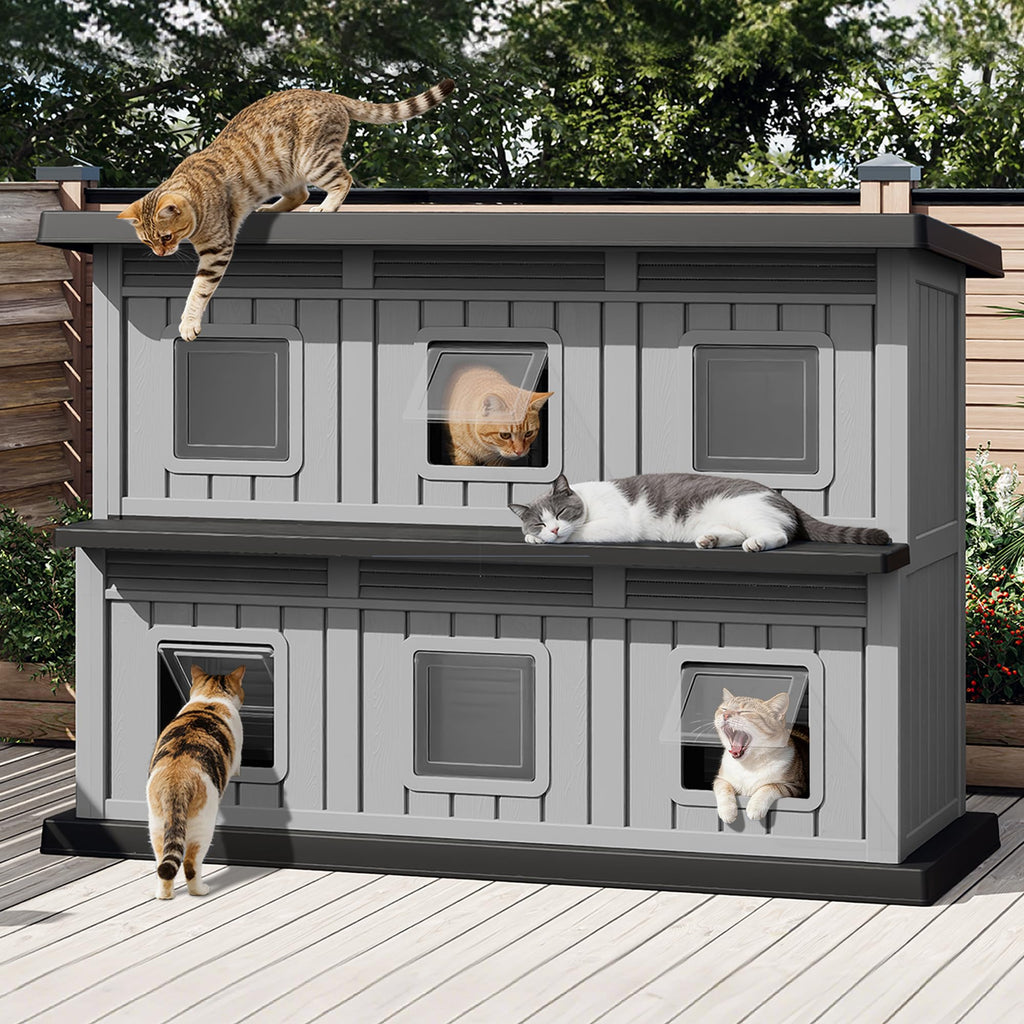 Weatherproof Insulated Outdoor Cat House M8328