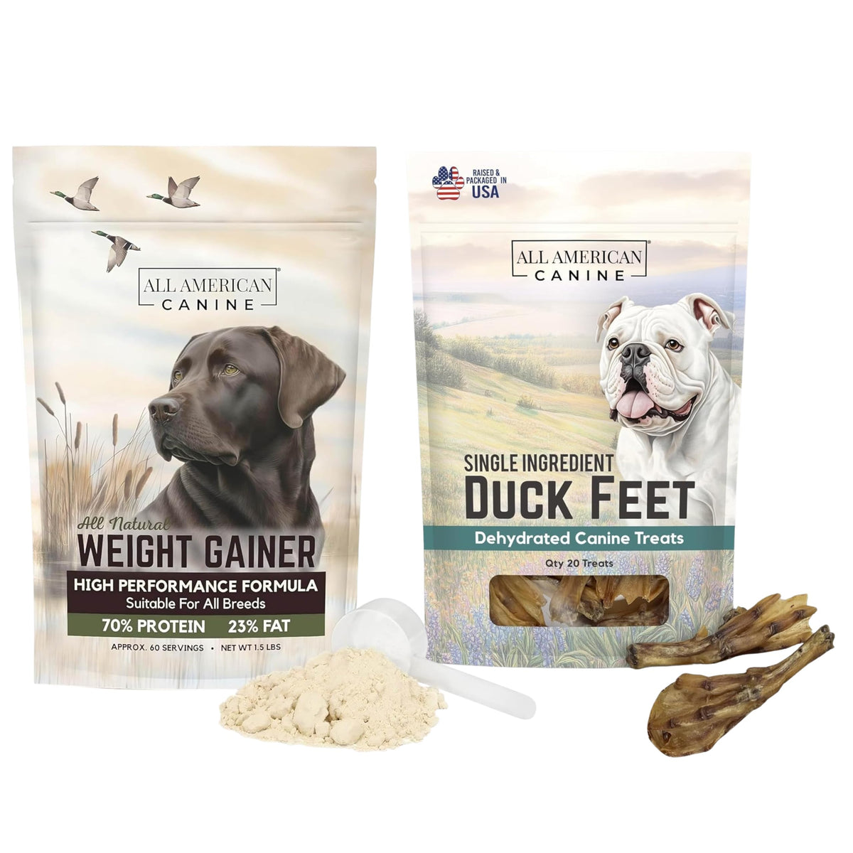 Dog Weight Gainer Powder & Duck Feet Bundle F314