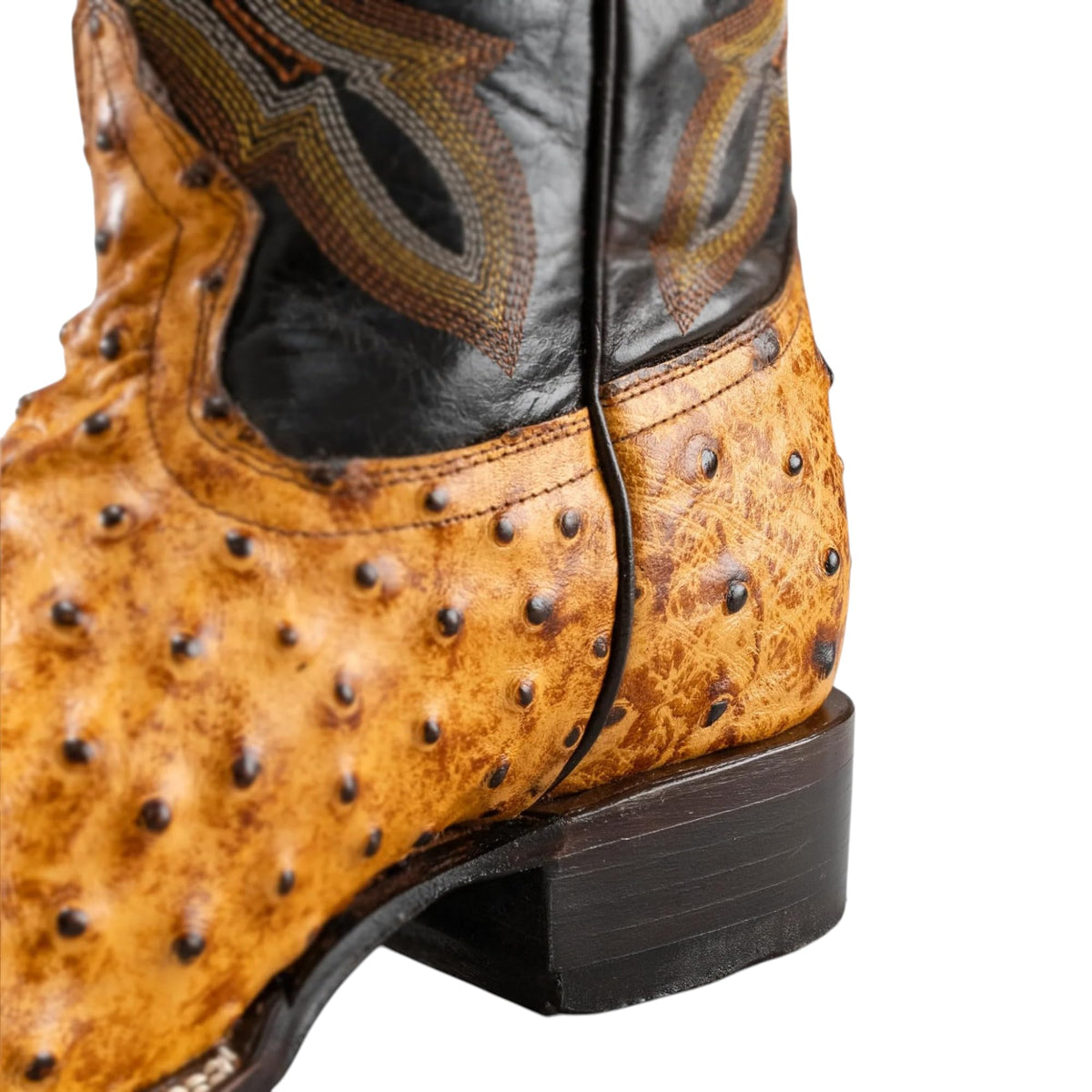 Men’s Genuine Leather Ostrich Print Square Toe Western Boots U9764