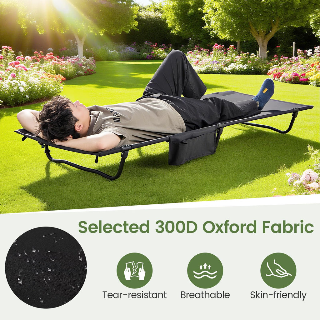 Folding Camping Cot with Carrying Bag & Side Pocket X829690