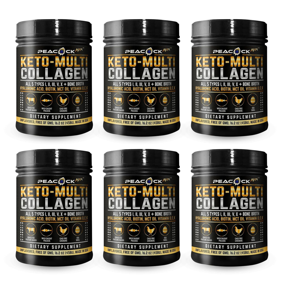 Multi Collagen Protein Powder 16.2 oz Pack of 6 Unflavored L2347
