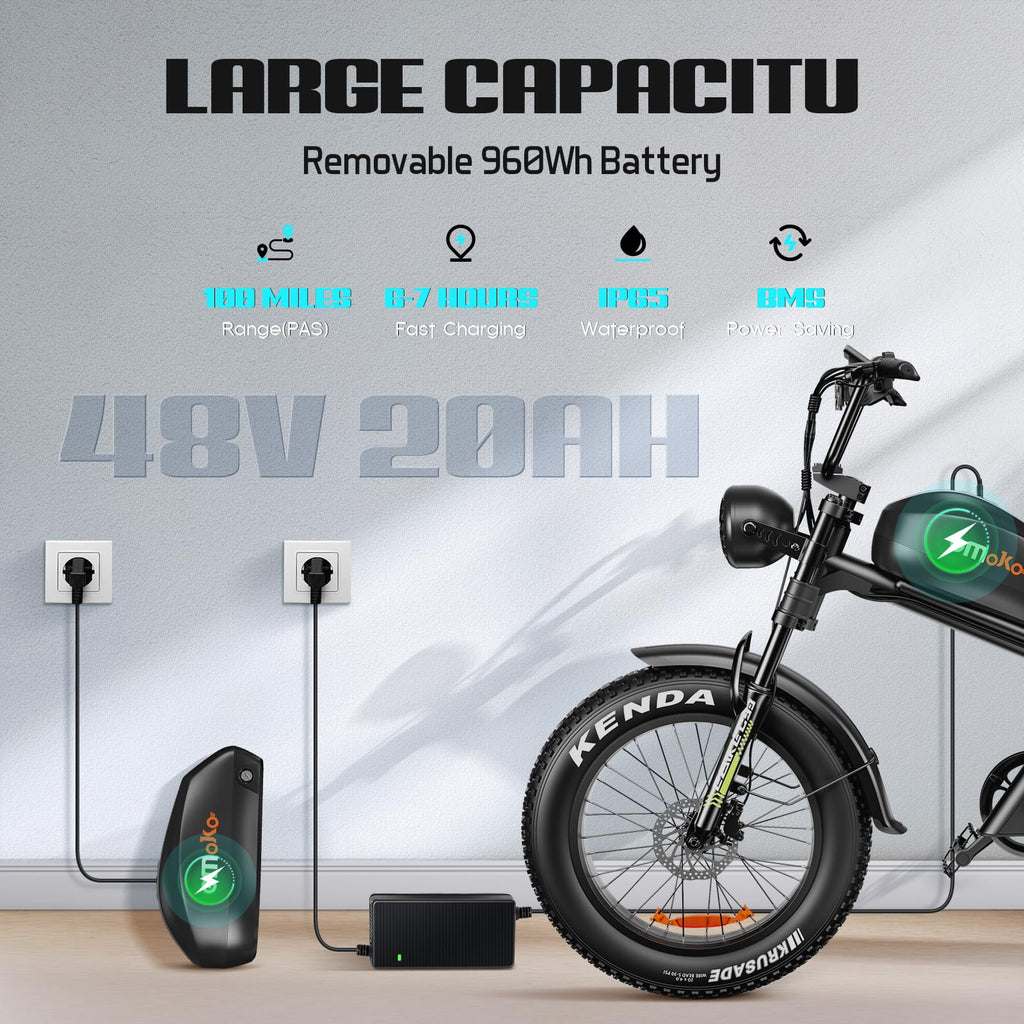 Peak 1500W 48V 20Ah 20'' Fat Tire 7-Speed Electric Bike O891