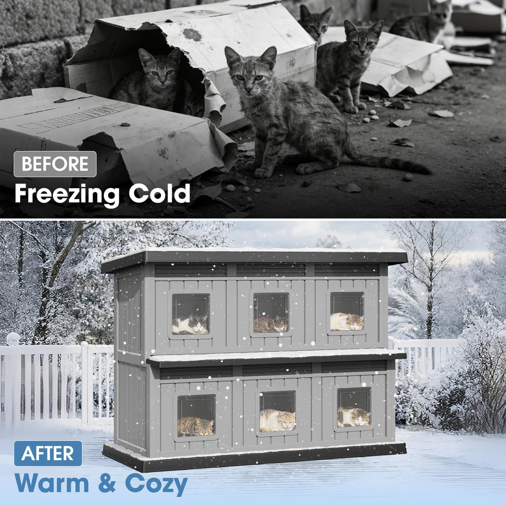 Weatherproof Insulated Outdoor Cat House M8328