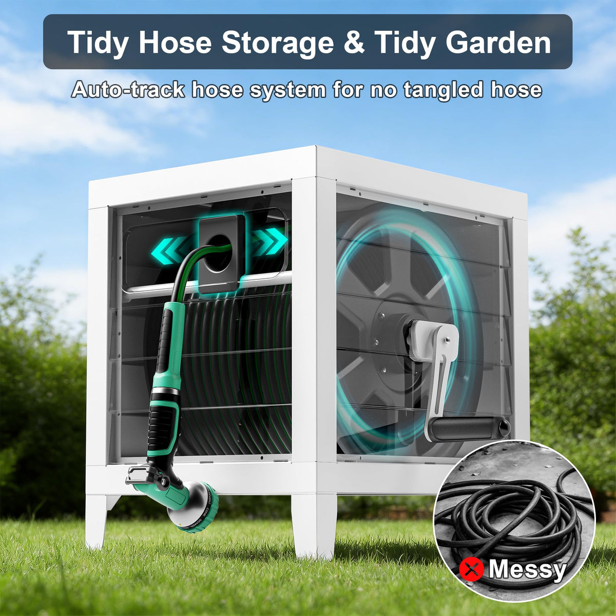 Heavy Duty 150Ft Metal Hose Reel Box E56977