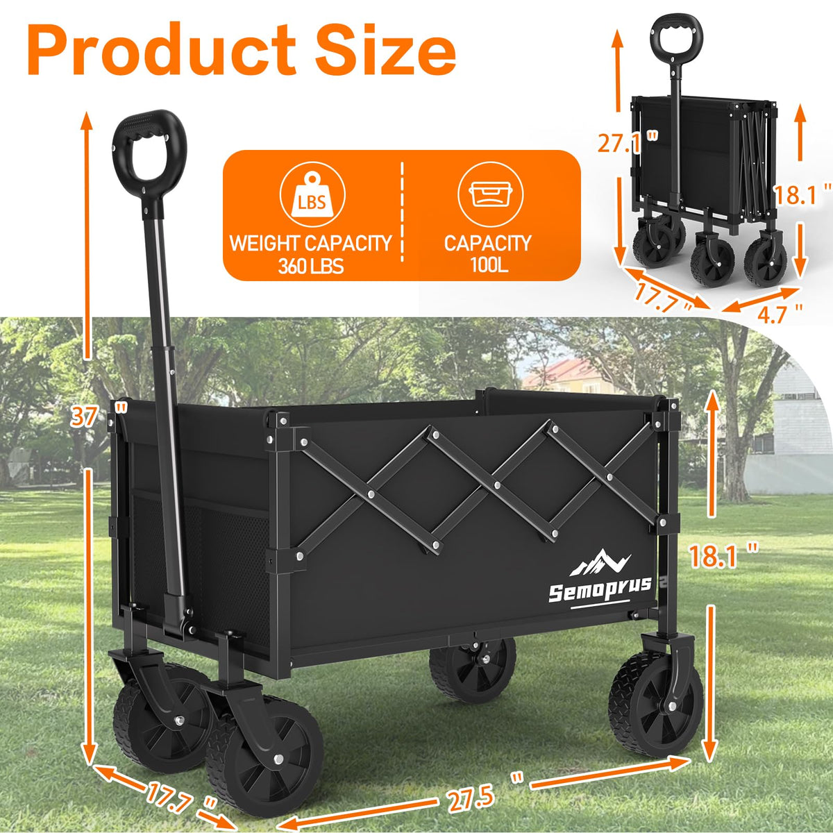 Foldable Heavy Duty Wagon with Wheels Z7293