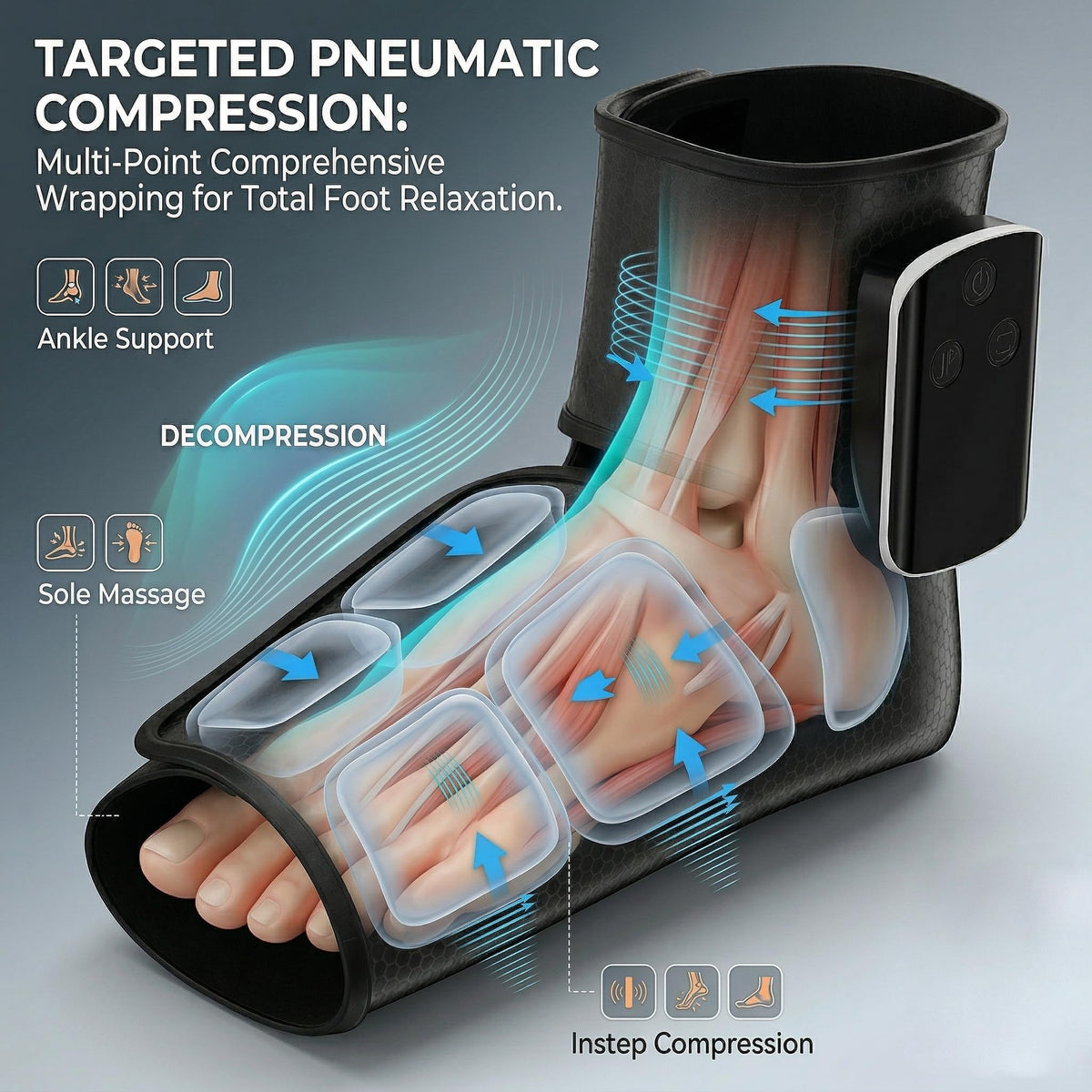 Cordless Air Compression Foot and Ankle Massager with Heat U68722