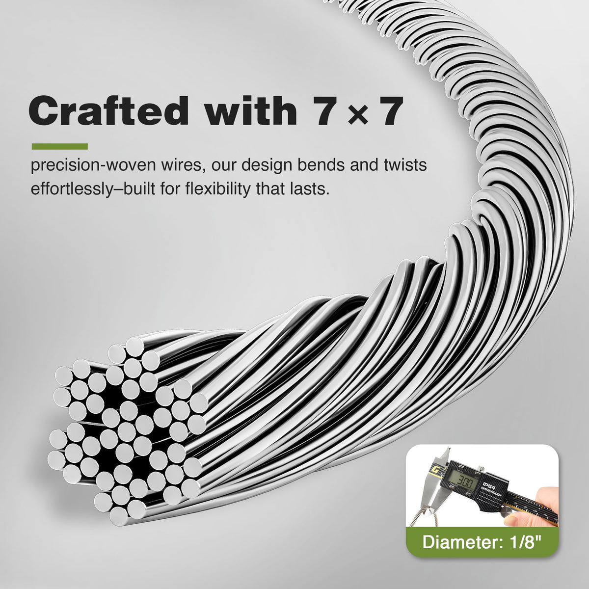 1000FT 1/8" T316 Stainless Steel Cable with Cutter H1045