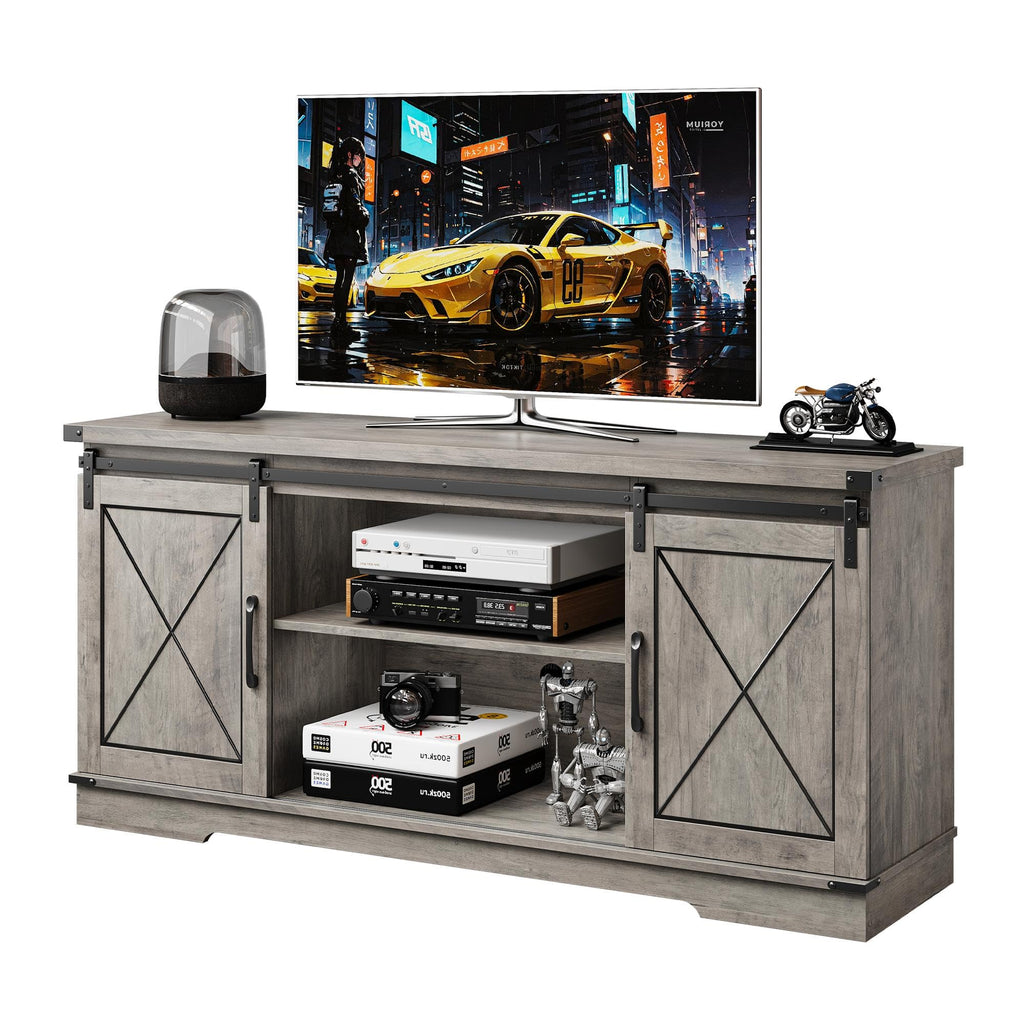 65" Rustic Farmhouse TV Stand with Sliding Barn Doors E356685