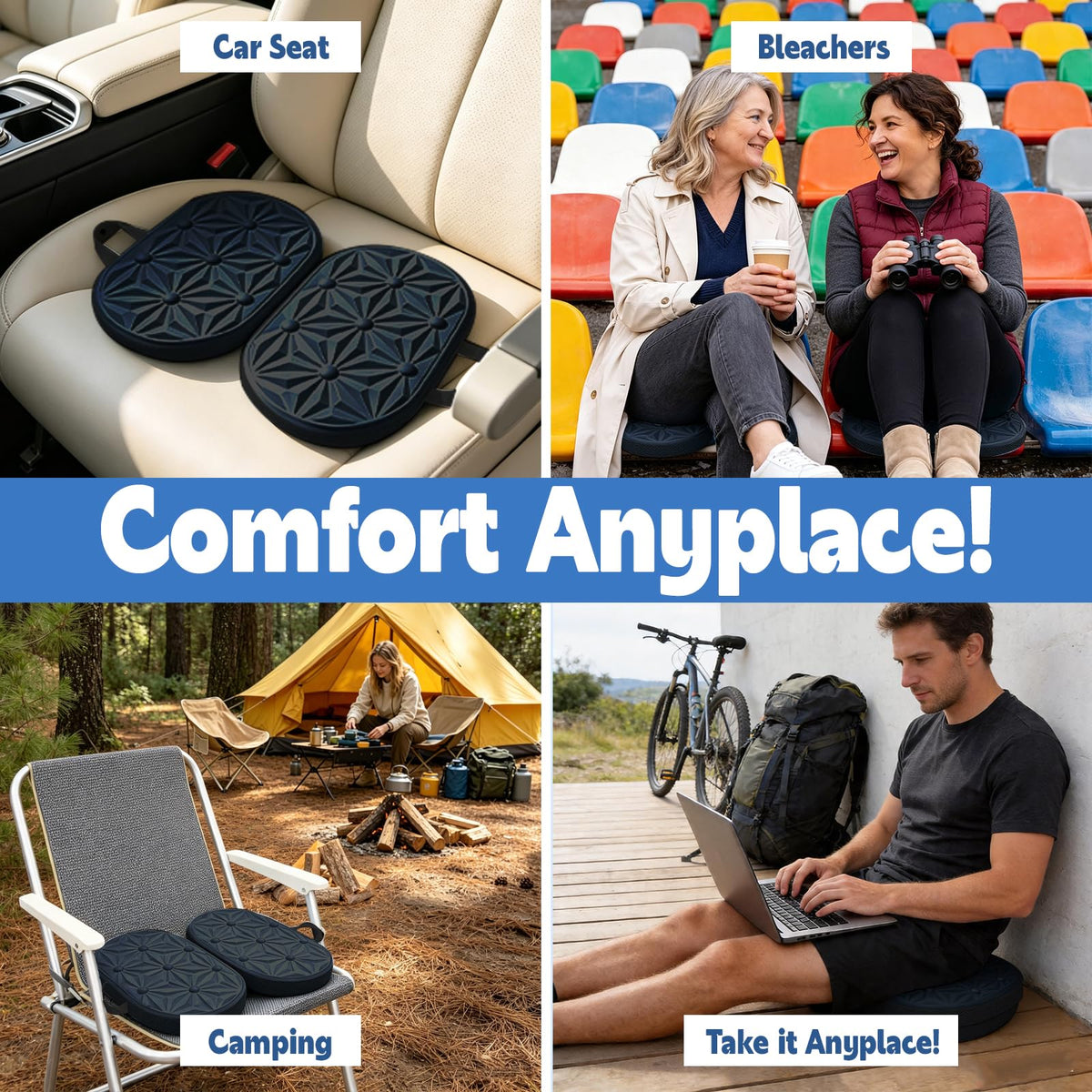 Foldable Cooling Gel Memory Foam Seat Cushion Q810498