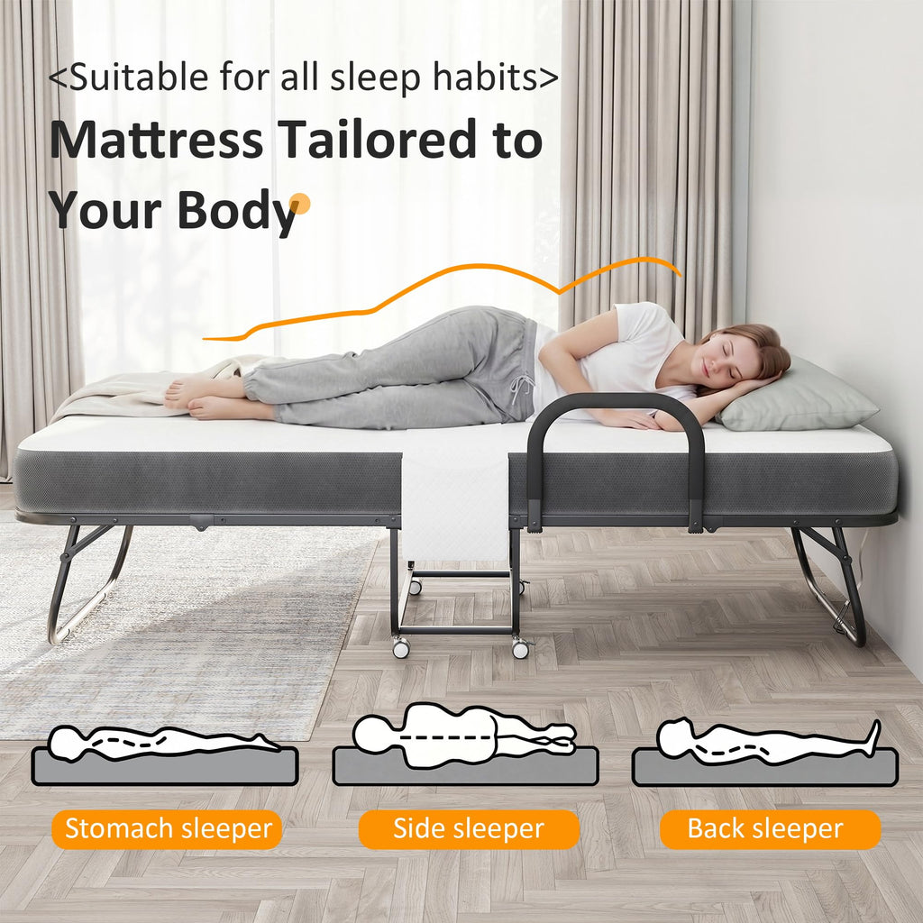Twin Size Folding Bed with Memory Foam Mattress N422
