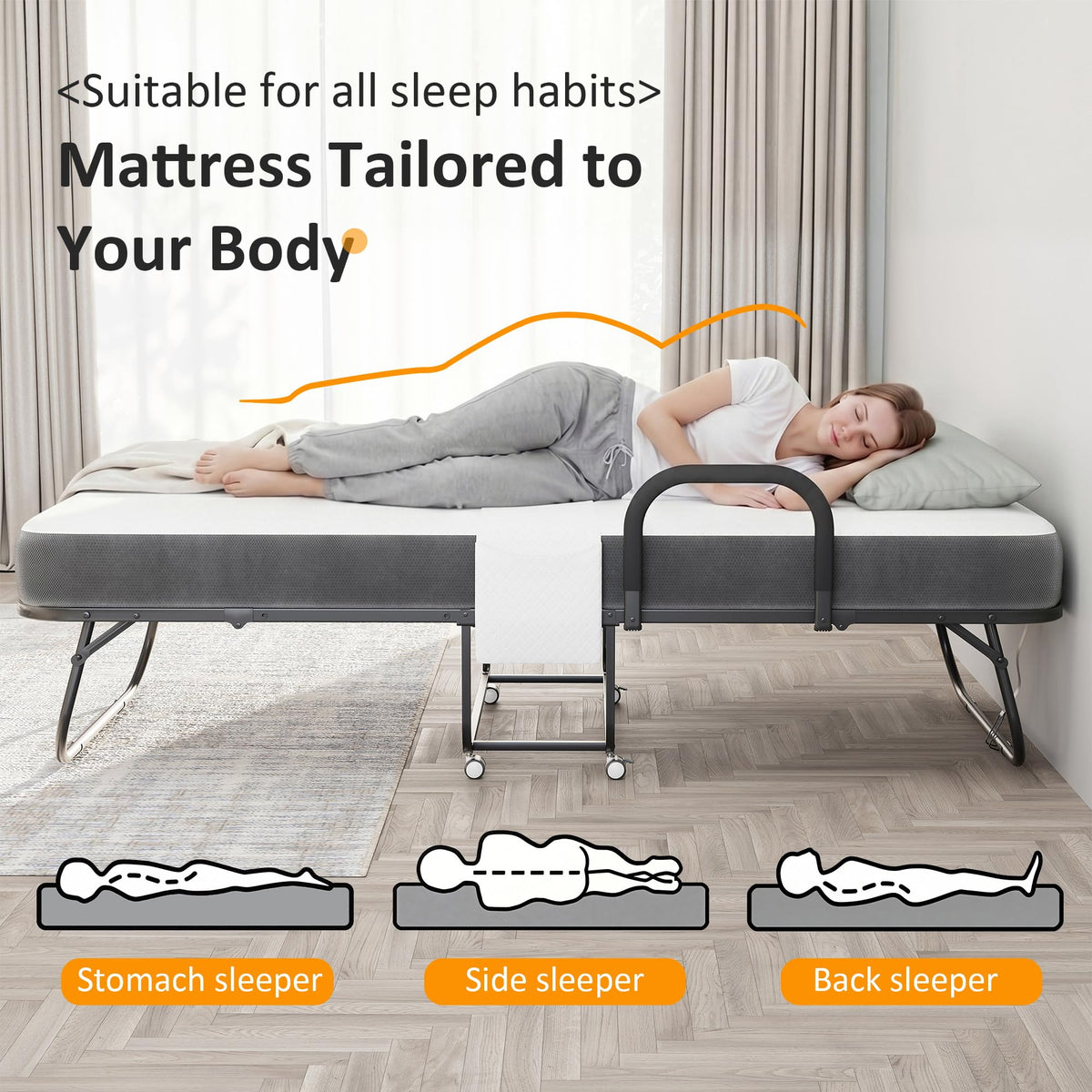 Twin Size Folding Bed with Memory Foam Mattress N422