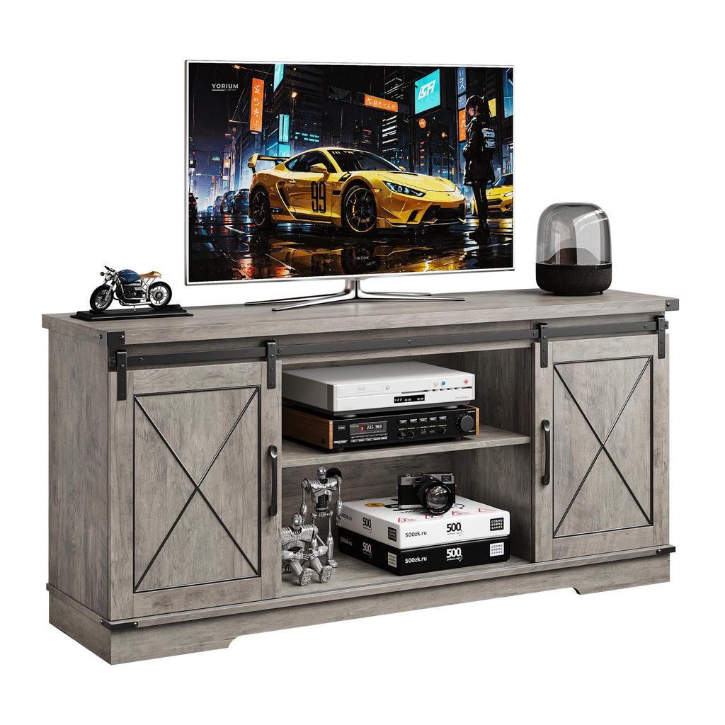 65" Rustic Farmhouse TV Stand with Sliding Barn Doors E356685
