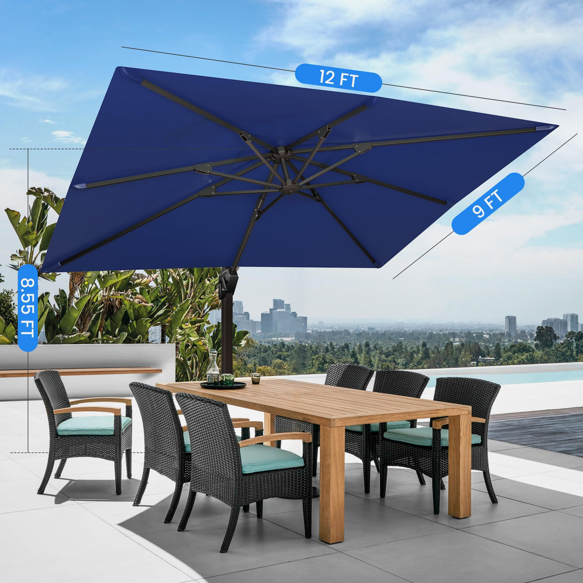 9' X 12' Rectangular Cantilever Patio Umbrella P86363