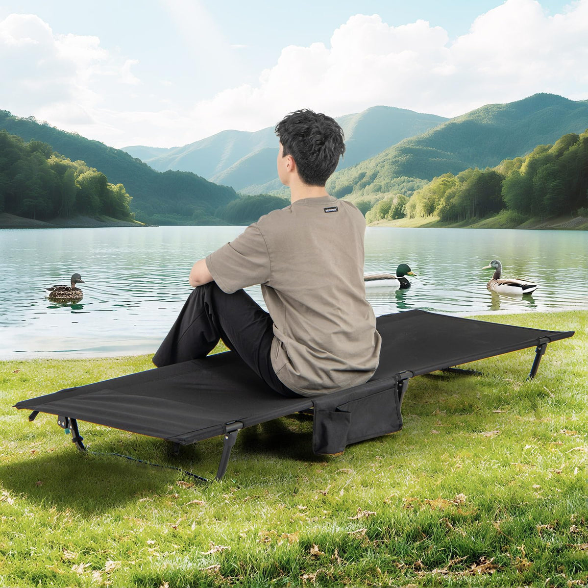 Folding Camping Cot with Carrying Bag & Side Pocket X829690