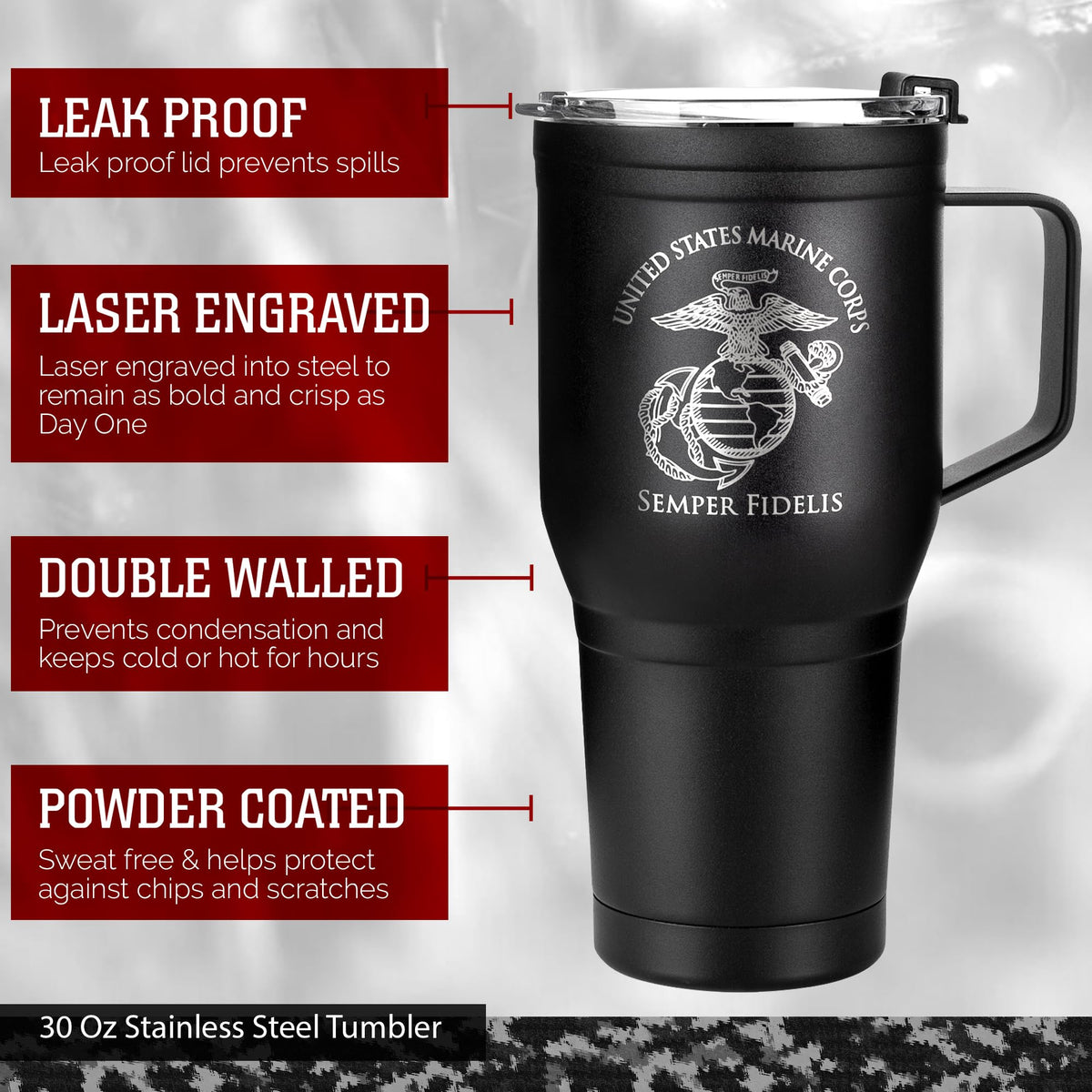 30 oz Stainless Steel Tumbler with Handle B94527