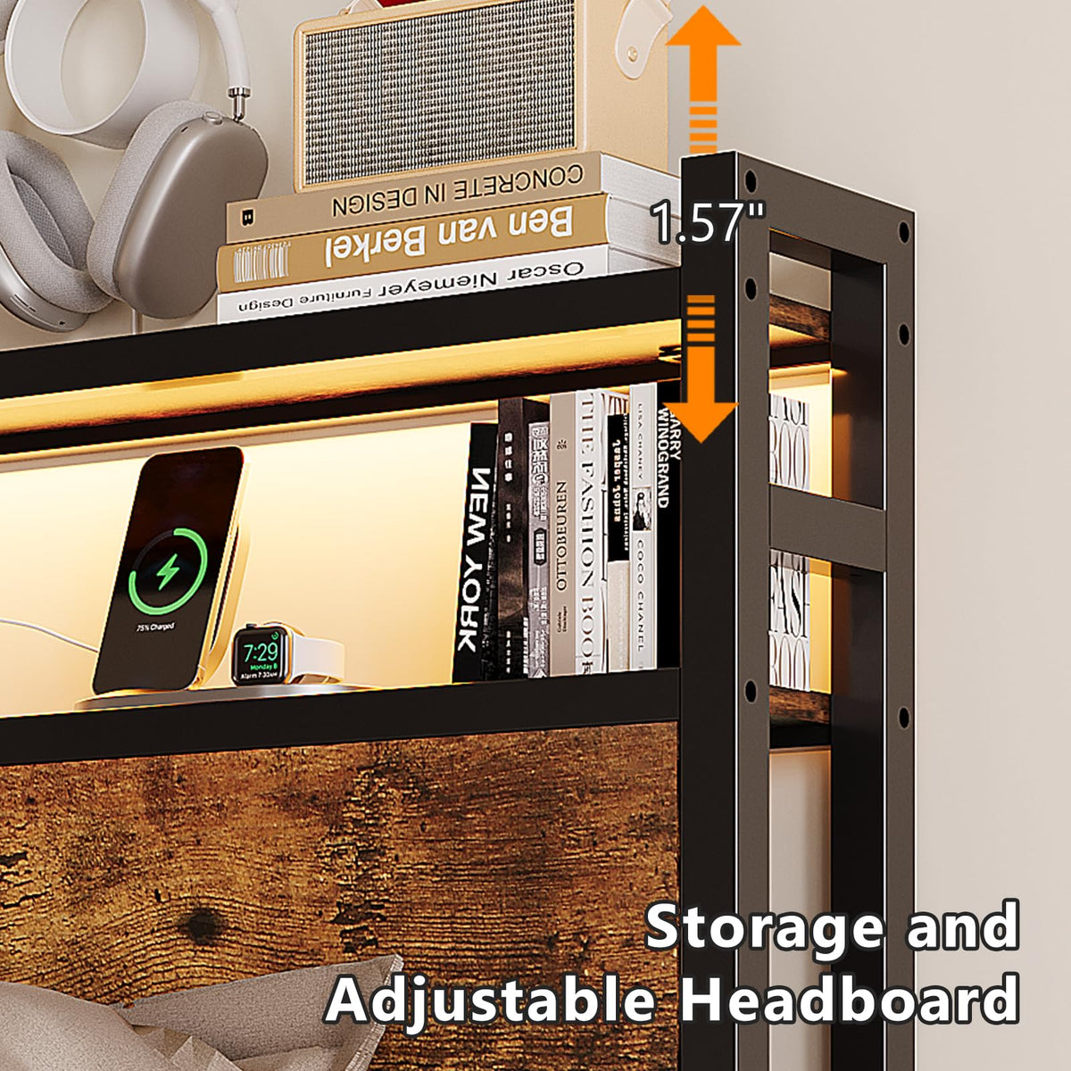 Queen Bed Frame with 4 Storage Drawers and Headboard D907