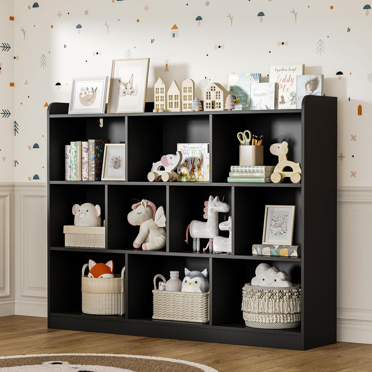 Black 3 Tier Wood Bookshelf I170465