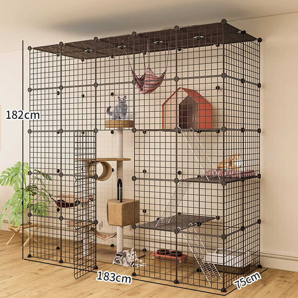 Metal Wire Cat Cage Indoor Playpen Kennel Crate C958