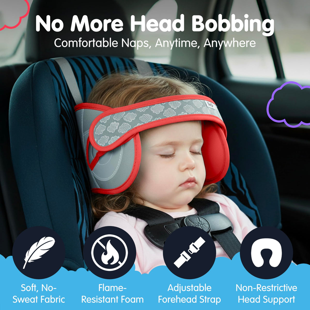 Car Seat Head Support for Toddler Red D605403