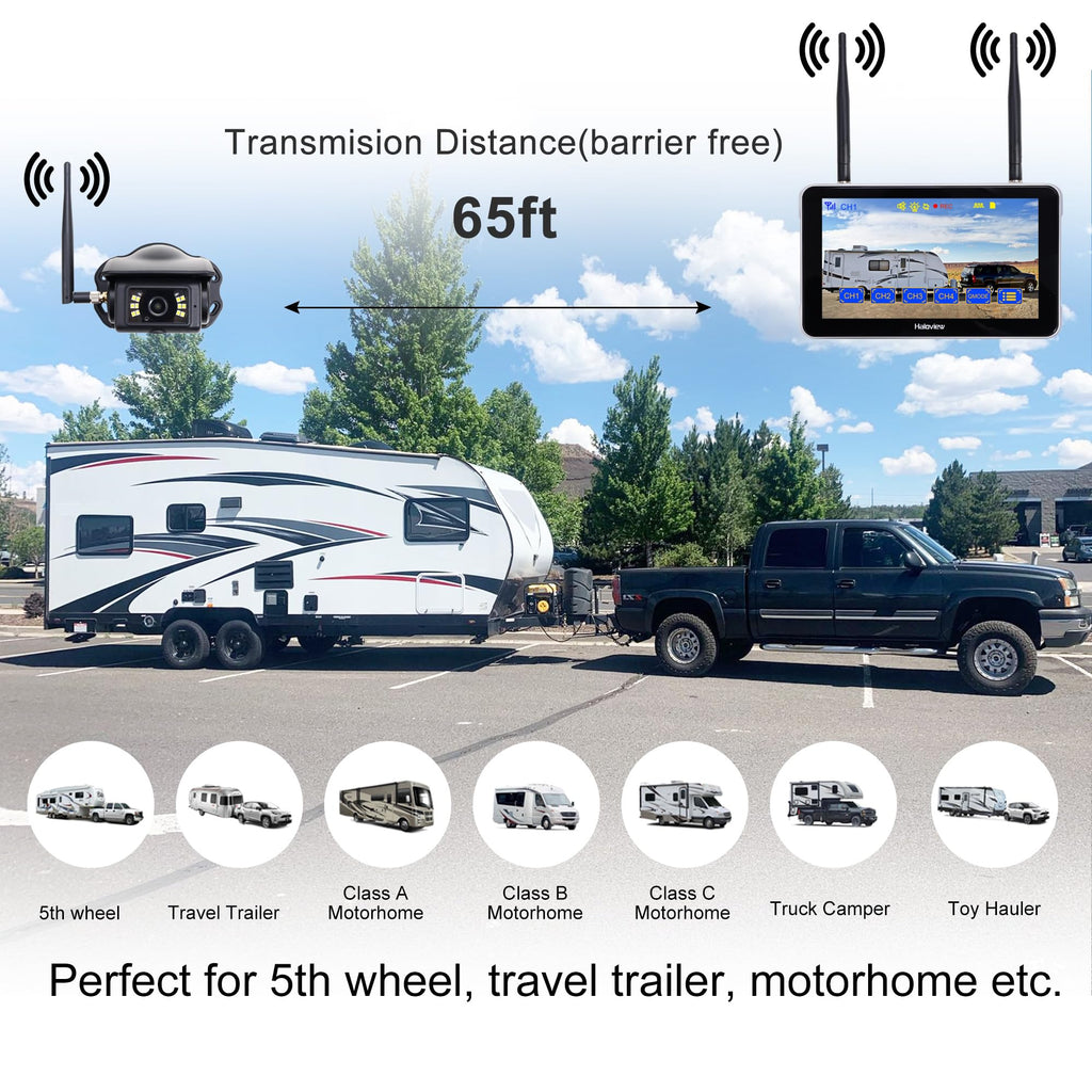 Wireless RV Backup Camera 7" Touch Screen Monitor System P7607