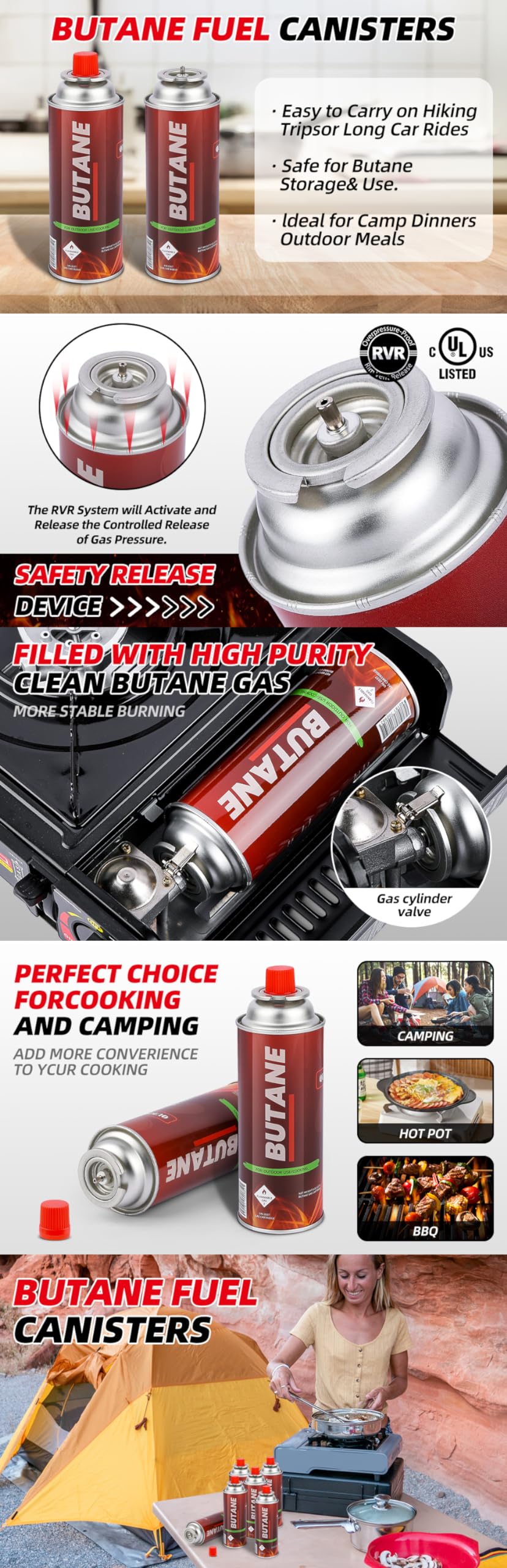 8 oz Butane Fuel Canisters, Pack of 28 A963