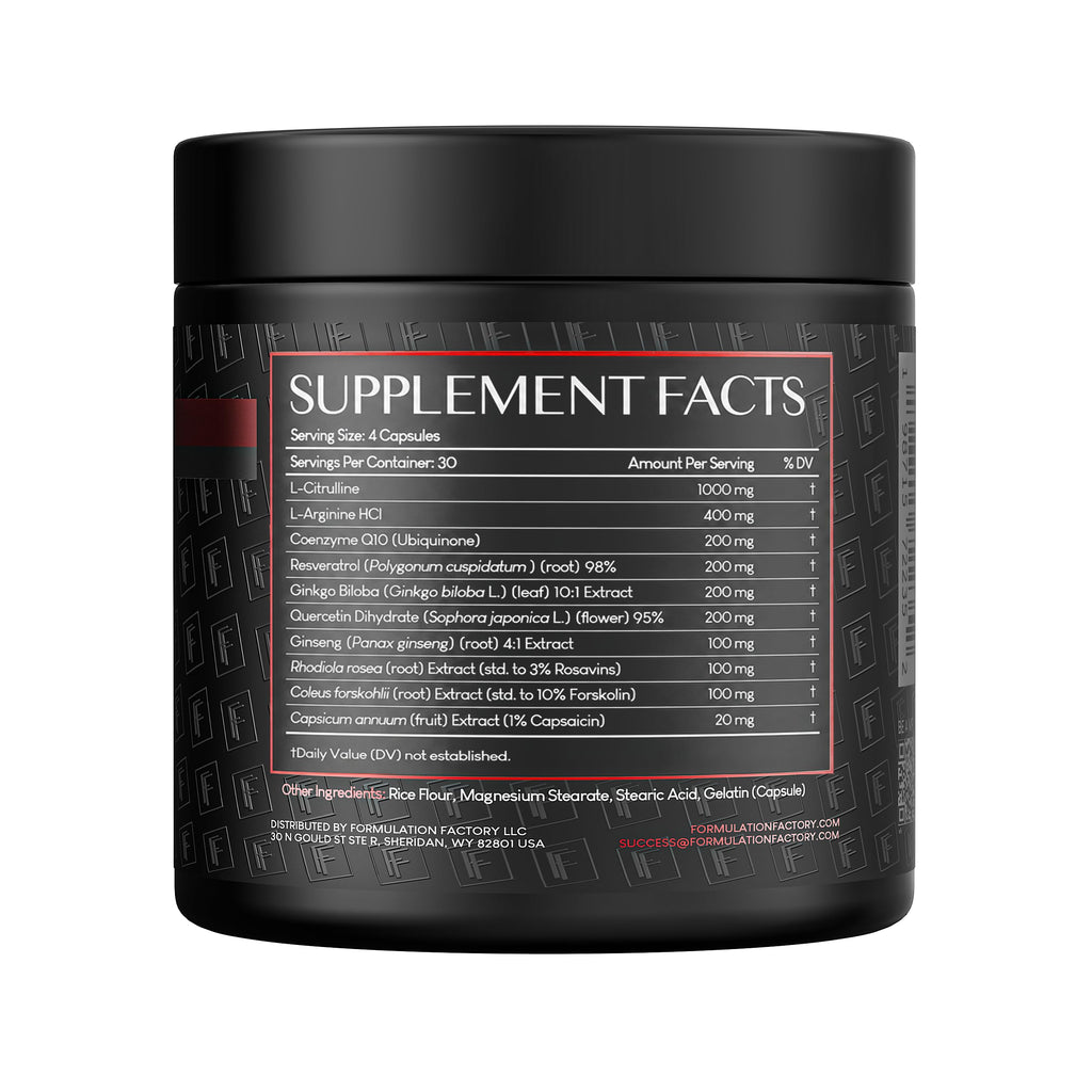 Nitric Oxide Booster with L-Citrulline, L-Arginine, CoQ10 & Resveratrol - 120 Capsules L340818