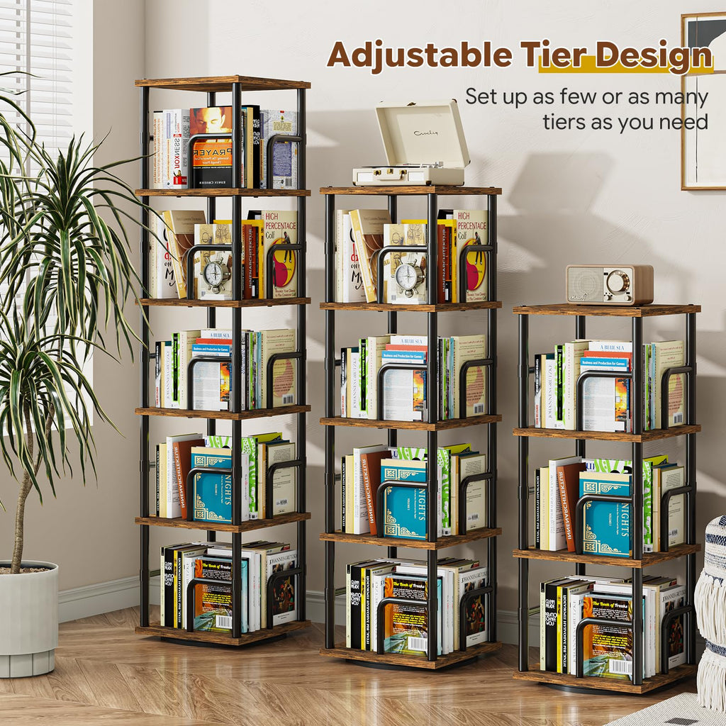 5-Tier Rotating Bookshelf with Safety Rails P35725