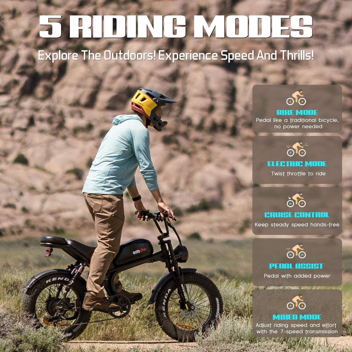 Peak 1500W 48V 20Ah 20'' Fat Tire 7-Speed Electric Bike O891