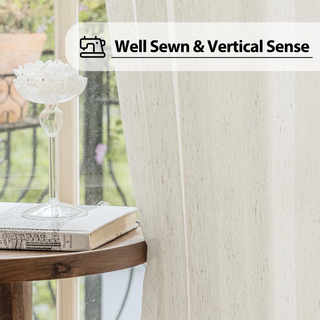 Natural Linen French Door Curtains 25x72 Inch Rod Pocket 2 Panels W819009