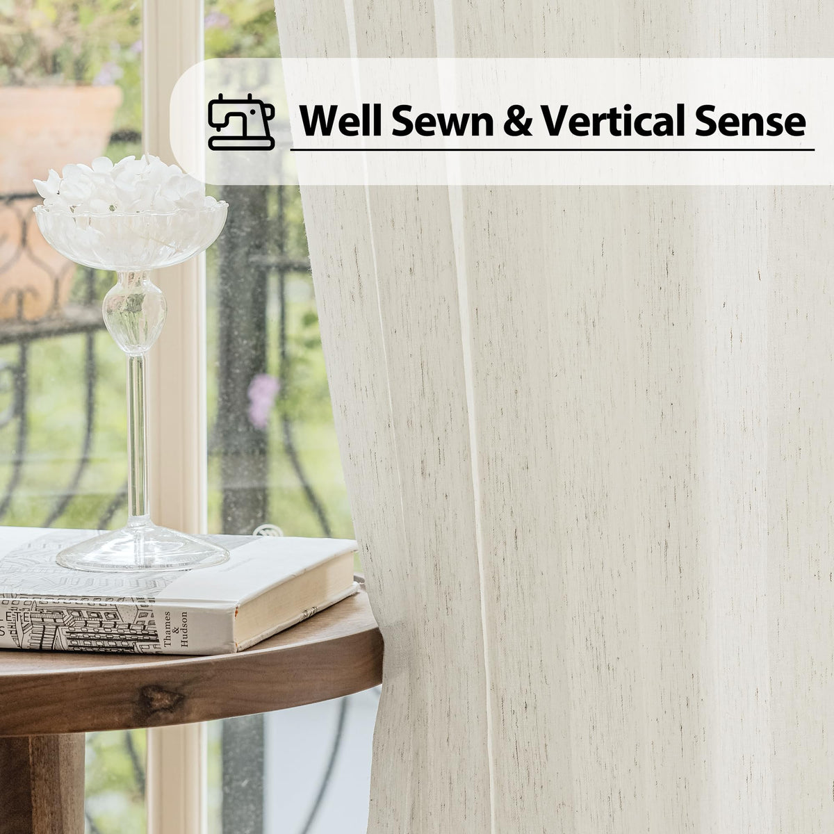 Natural Linen French Door Curtains 25x72 Inch Rod Pocket 2 Panels W819009