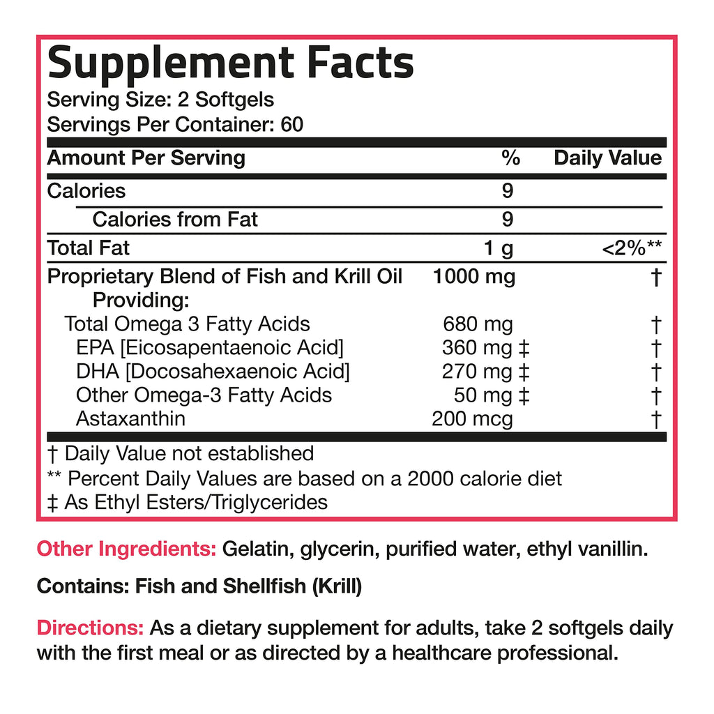 Omega-3 Fish + Krill Oil 1000 mg Softgels Q7995