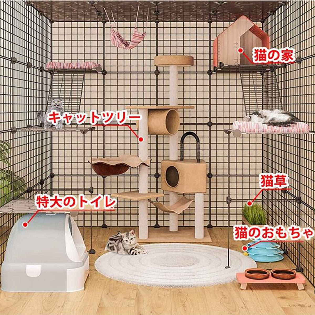 Metal Wire Cat Cage Indoor Playpen Kennel Crate C958