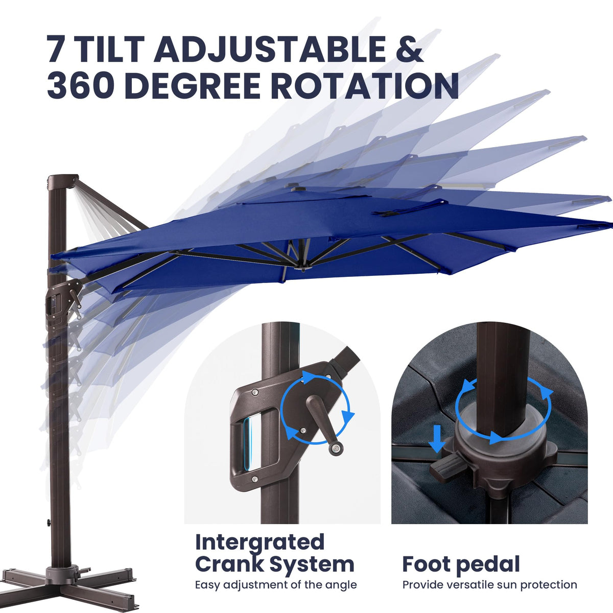 9' X 12' Rectangular Cantilever Patio Umbrella P86363