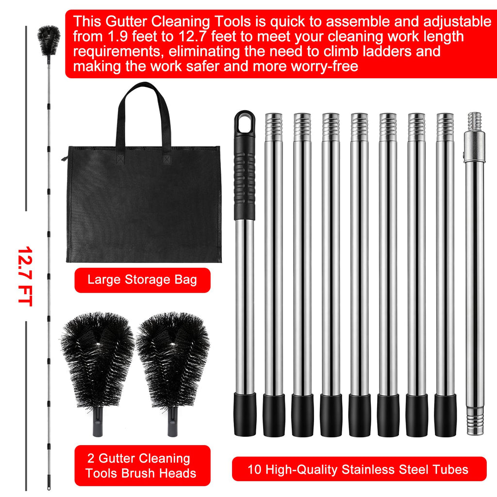 12.7FT Long Adjustable Gutter Cleaner & Brush D6630